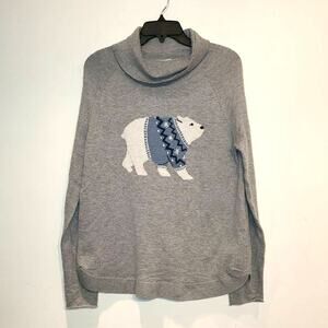J Jill polar bear turtleneck grey long sleeve sweater - xs